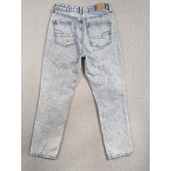 American Eagle Jeans Womens Size 6 Blue Mom Straight Distressed Whiskers Casual - Picture 10 of 16